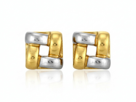 Złote kolczyki na sztyfcie kwadratowe