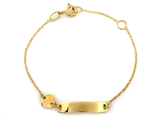 Bransoletka złota dla dziecka z blaszką pod grawer