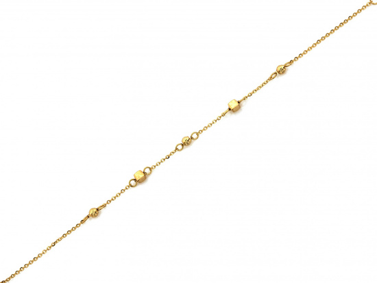 Bransoletka złota łańcuszek z kulkami i kostkami