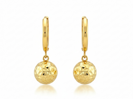 Złote kolczyki z diamentowaną kuleczką