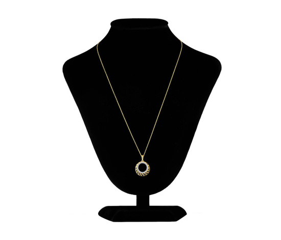 Złoty naszyjnik 585 - grecki wzór z cyrkoniami i białym złotem