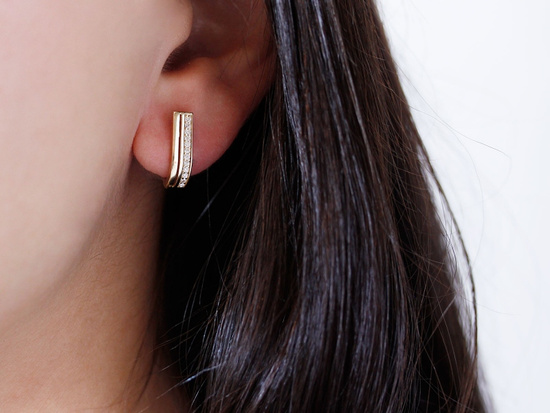 Kolczyki złote angielskie z cyrkoniami