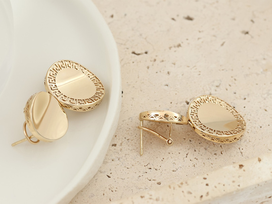 Kolczyki złote duże z dwóch okrągłych elementów