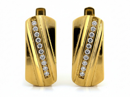 Kolczyki złote angielskie z cyrkoniami