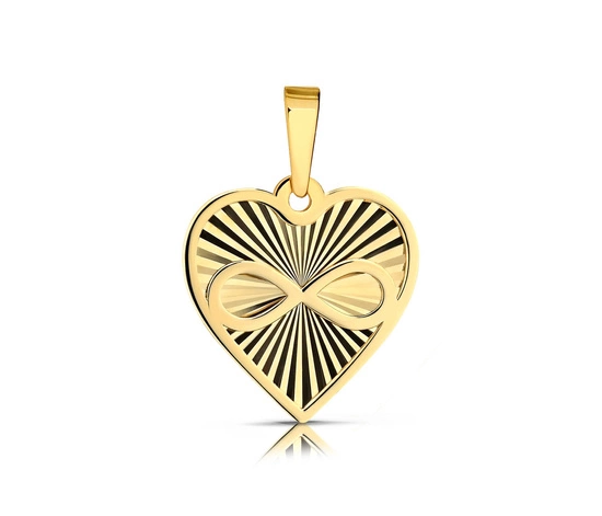 Złota zawieszka 585 - serce, nieskończoność