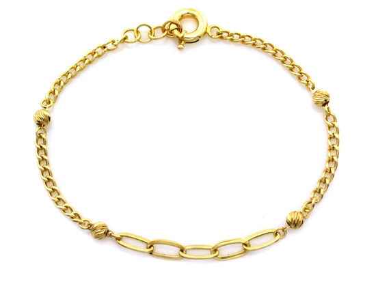 Bransoletka złota gruby łańcuszek frezowane kulki