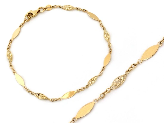 Złota bransoletka elementowa z podłużnymi elementami