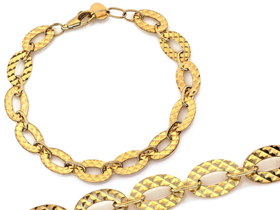 Złota bransoleta owalne błyszczące elementy