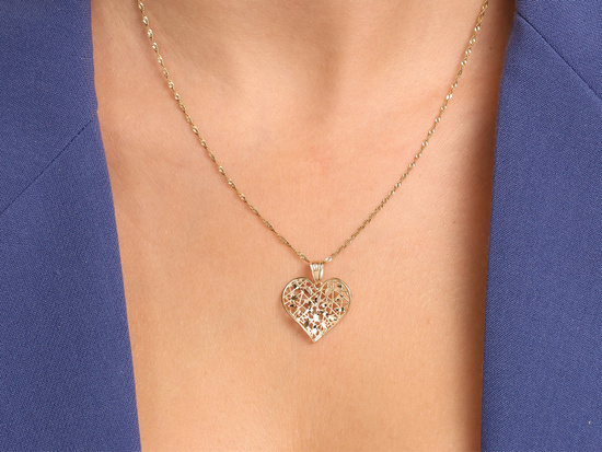 Zawieszka złota ażurowe serce