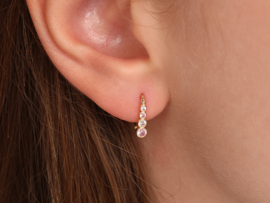 Kolczyki złote subtelne z cyrkoniami angielskie