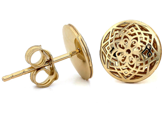 Kolczyki złote okrągłe na sztyfcie ażurowe