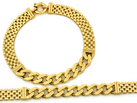 Bransoletka złota gruba szeroka elementowa