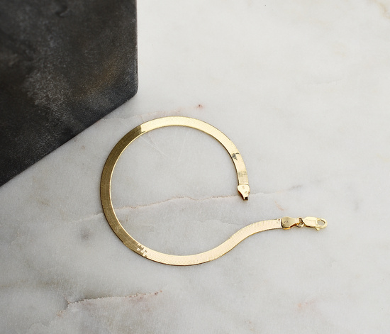 Złota bransoletka 925 taśma, żmijka