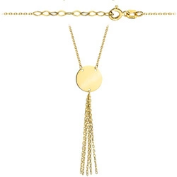 Złoty naszyjnik 585 - koło z wiszącymi łańcuszkami