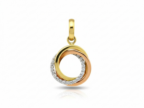 Zawieszka złota trzy kółeczka z cyrkoniami