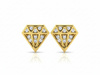 Kolczyki złote w kształcie diamentu z cyrkoniami