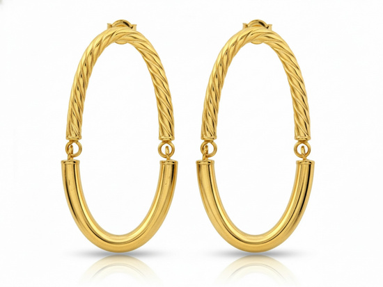 Kolczyki złote owalne duże na sztyfcie