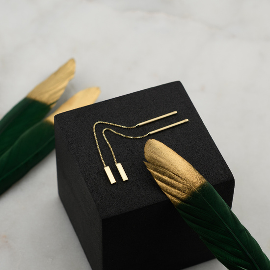 Złote kolczyki 585 nowoczesne - przewlekane 