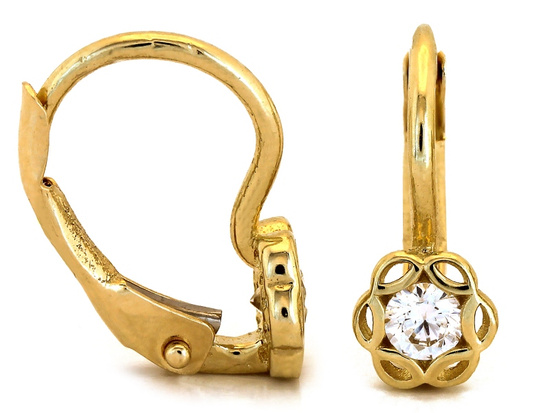 Kolczyki złote delikatne dyskretne z cyrkonią