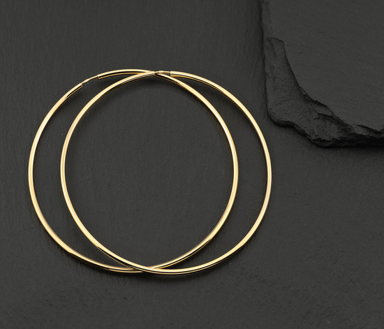 Złote kolczyki 585 koła 70 mm, szarniry