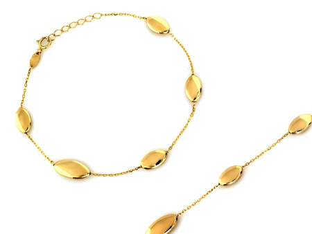 Bransoletka złota owalne elementy na łańcuszku