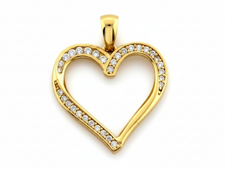Zawieszka złote serce z cyrkoniami wisiorek