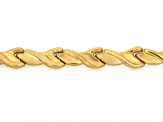 Bransoletka złota elementowa tłoczona z satynowymi dodatkami