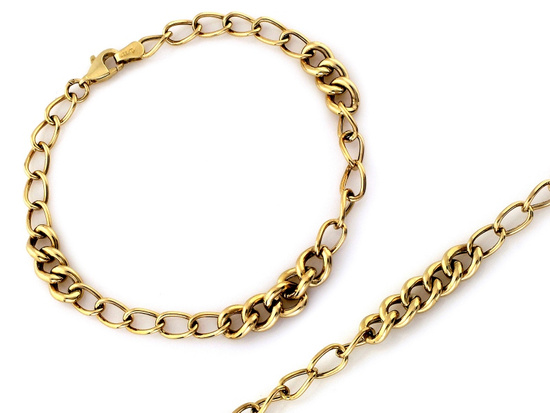 Bransoletka złota z łączonych łańcuszków