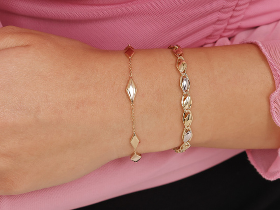 Bransoletka złota łańcuszek z małymi rombami