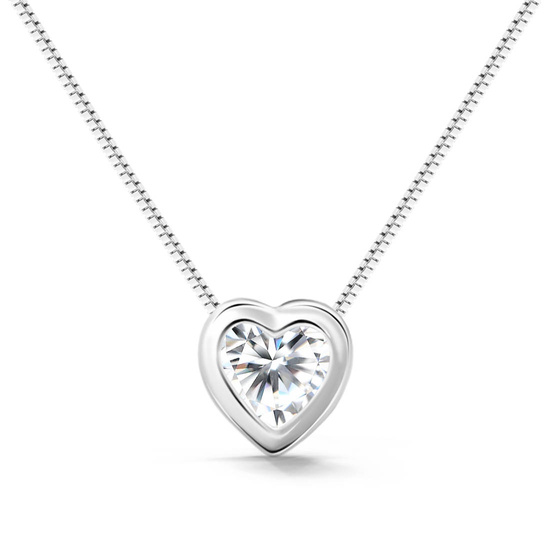 Naszyjnik srebrny 925 z diamentową cyrkonią - serce