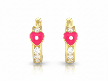 Złote kolczyki dla dziewczynki z emalią