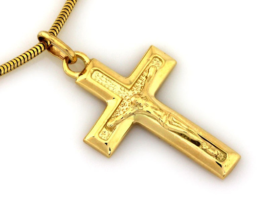 Prosty krzyżyk z JEZUSEM ze złota