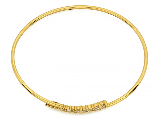 Bransoletka złota sztywna bangle z cyrkoniami