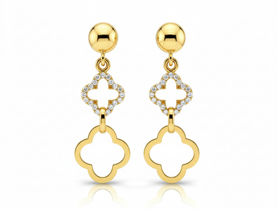 Kolczyki złote wiszące modne na sztyfcie