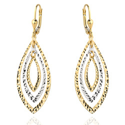 Złote kolczyki 585 - wiszące diamentowane łezki