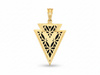 Złota zawieszka trójkątna z czarną emalia z ażurem