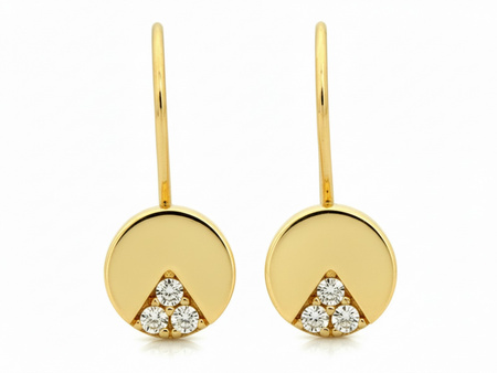 Kolczyki złote na biglu eleganckie okrągłe z cyrkoniami