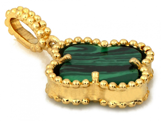 Zawieszka złota kwiatek z malachitem