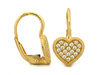 Kolczyki złote angielskie z sercem z cyrkoniami