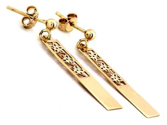 Kolczyki złote prostokątne długie sztywne