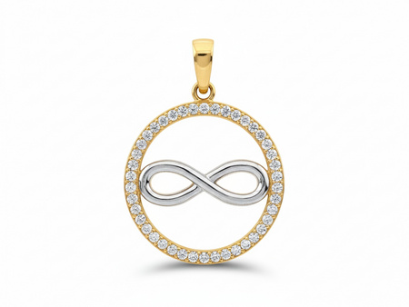 Zawieszka złota okrągła z nieskończonością z dwukolorowego złota