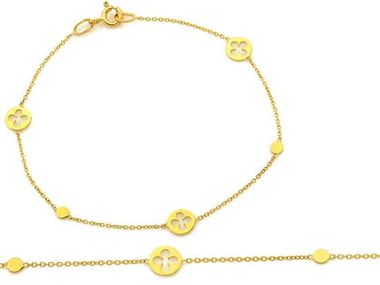 Złota bransoletka delikatna ozdoby z kwiatkami