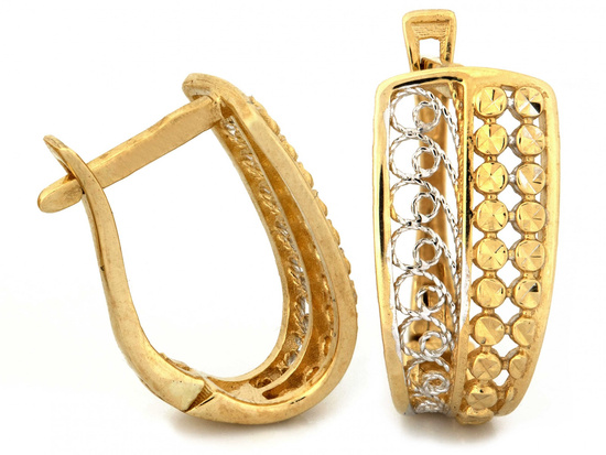 Kolczyki złote angielskie z ażurem wygodne bezpieczne