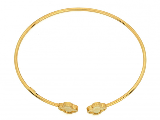 Bransoletka złota sztywna bangle z modnymi kwiatkami