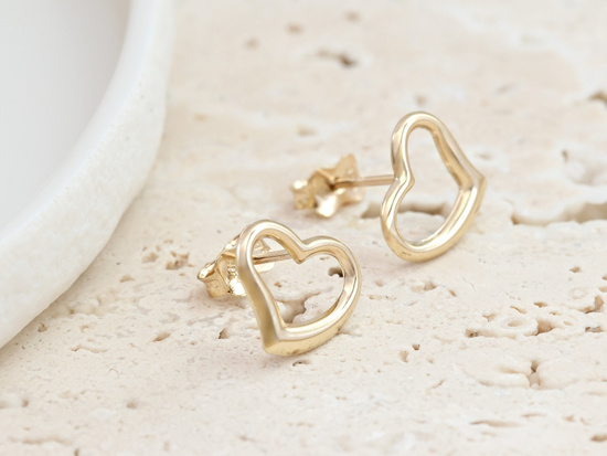 Kolczyki złote serduszka na sztyft