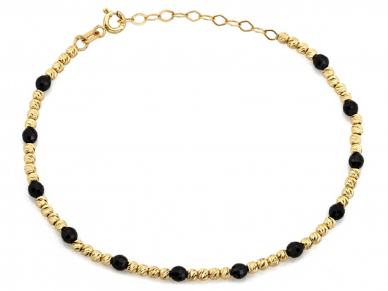 Bransoletka złota z kulkami i onyksami