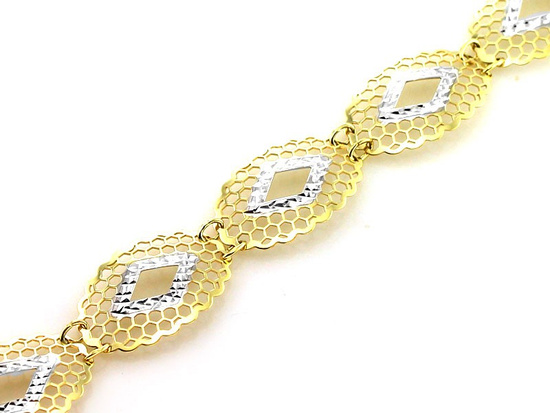 Złota bransoletka szeroka z ażurowych elementów