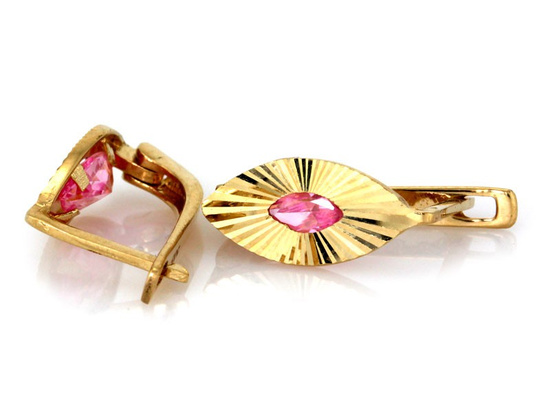 Kolczyki z jedną różową cyrkonią dla dziecka