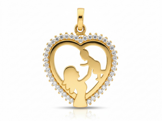 Zawieszka złota dla mamy serce matka z dzieckiem