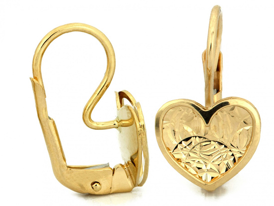 Kolczyki złote angielskie zapięcie błyszczące serce